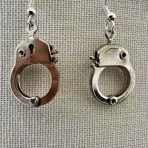 Silver tone Handcuff Dangle Earrings